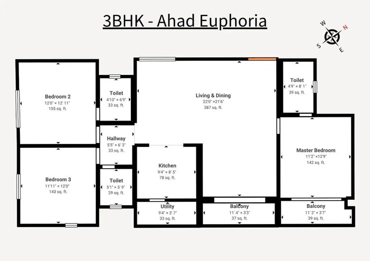Floor Plan, kodathi 3 Bedroom 1644 Sq.Ft. Apartment In Kodathi Bangalore 10320713