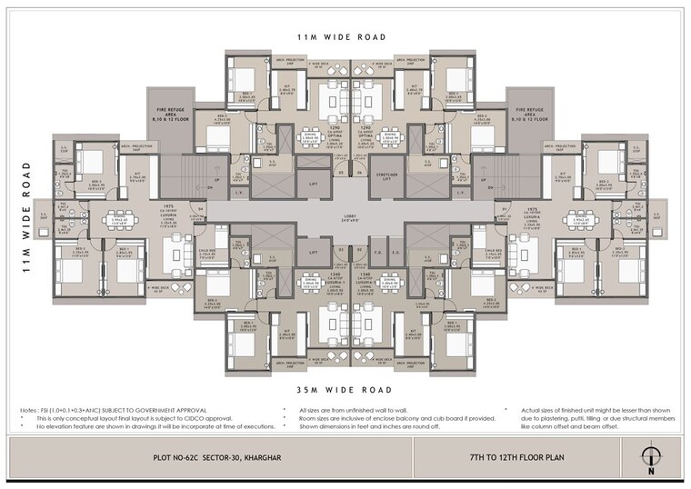 Floor Plan, platinum-parksyde 2 Bedroom 1200 Sq.Ft. Apartment In Kharghar Sector 30 Navi Mumbai 10321436