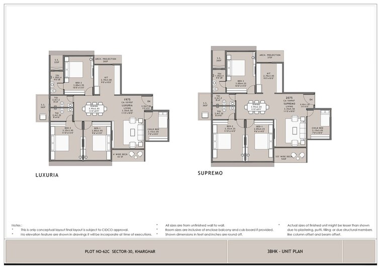 Floor Plan, platinum-parksyde 2 Bedroom 1200 Sq.Ft. Apartment In Kharghar Sector 30 Navi Mumbai 10321436
