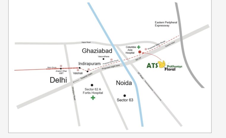 Map Location, ats-floral-pathways 3.5 Bedroom 1720 Sq.Ft. Apartment In Mahurali Ghaziabad 10321529