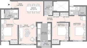Floor Plan in 3 BHK Apartment at Lodha Sterling, Kolshet Road – for Sale