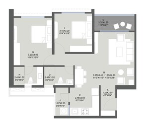 Floor Plan in 2 BHK Apartment at Kolte Patil Life Republic Duet, Hinjewadi – for Sale
