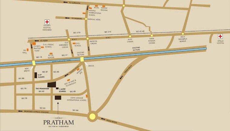 Map Location, puri-pratham 2 Bedroom 1100 Sq.Ft. Apartment In Sector 84 Faridabad 10323456