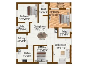 Floor Plan in 3 BHK Apartment at Phulnakhara – for Sale