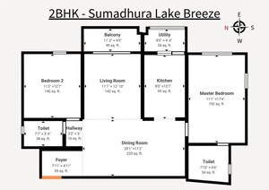 Floor Plan in 2 BHK Apartment at Thubarahalli – for Sale