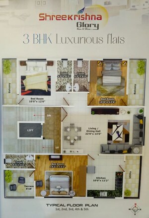 Floor Plan in 3 BHK Apartment at Kachimet – for Sale