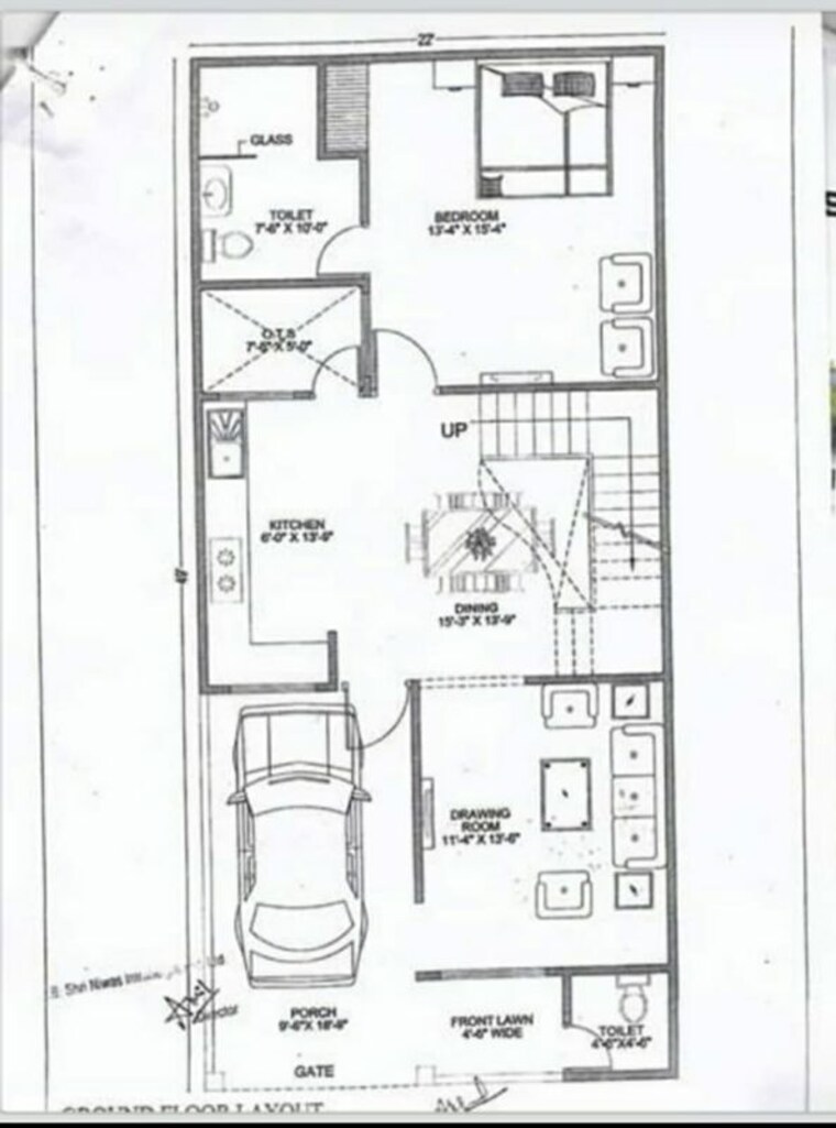Floor Plan, bijnor road 3 Bedroom 2100 Sq.Ft. Villa In Bijnor Road Lucknow 10324861