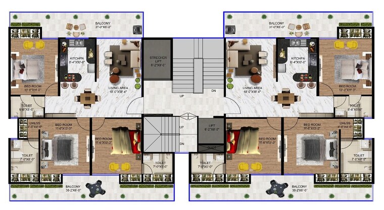 Floor Plan, ambala highway 3 Bedroom 1900 Sq.Ft. Apartment In Ambala Highway Zirakpur 10316120