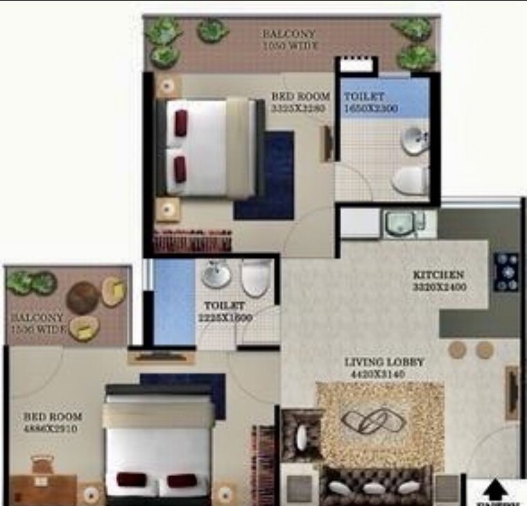 Floor Plan, breez-global-heights 1 Bedroom 428 Sq.Ft. Apartment In Sohna Sector 33 Gurgaon 10319179