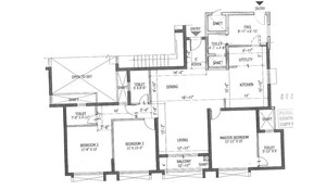 Floor Plan in 3.5 BHK Apartment at Puravankara Purva Atmosphere, Thanisandra Main Road – for Sale