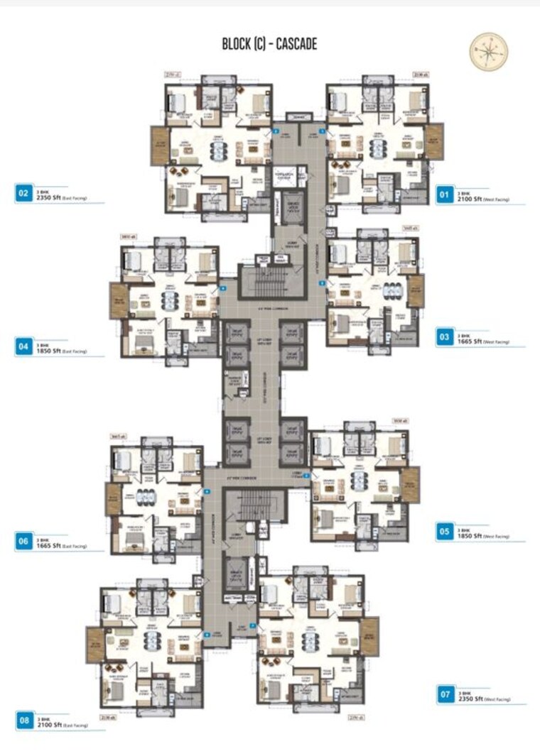 Floor Plan, rajapushpa-sierra 3 Bedroom 2350 Sq.Ft. Apartment In Tellapur Hyderabad 10325824
