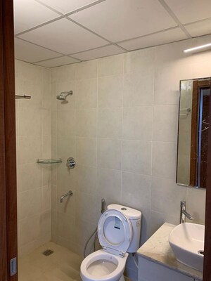 Bathroom in 3 BHK Apartment at Bhartiya Nikoo Homes, Thanisandra Main Road – for Rent