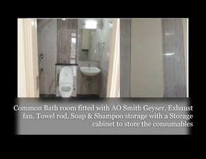 Bathroom in 2 BHK Apartment at Mantri Lithos, Thanisandra – for Rent