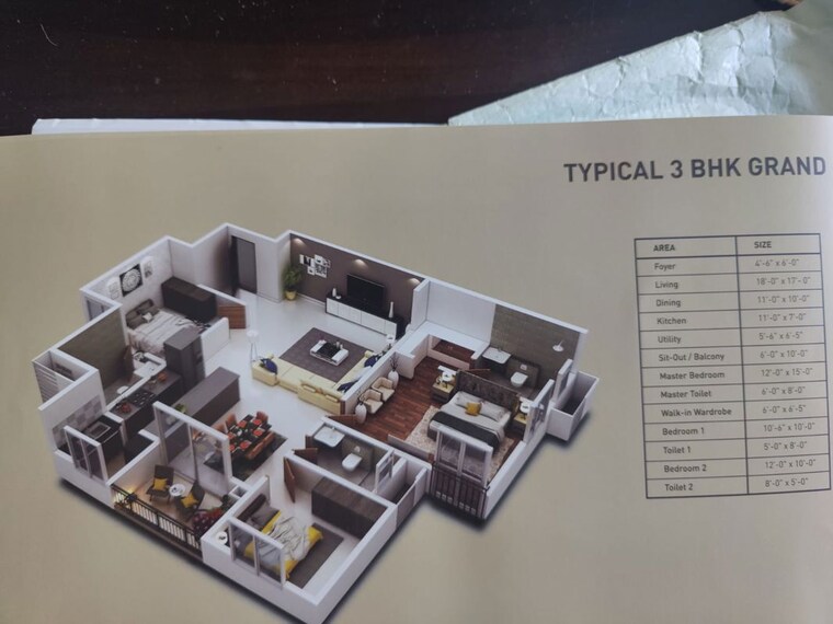 Floor Plan, puravankara-purva-zenium 3 Bedroom 1720 Sq.Ft. Apartment In Hosahalli Bangalore 10326907