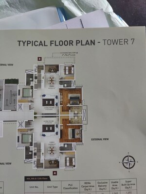Floor Plan in 3 BHK Apartment at Puravankara Purva Zenium, Hosahalli – for Sale