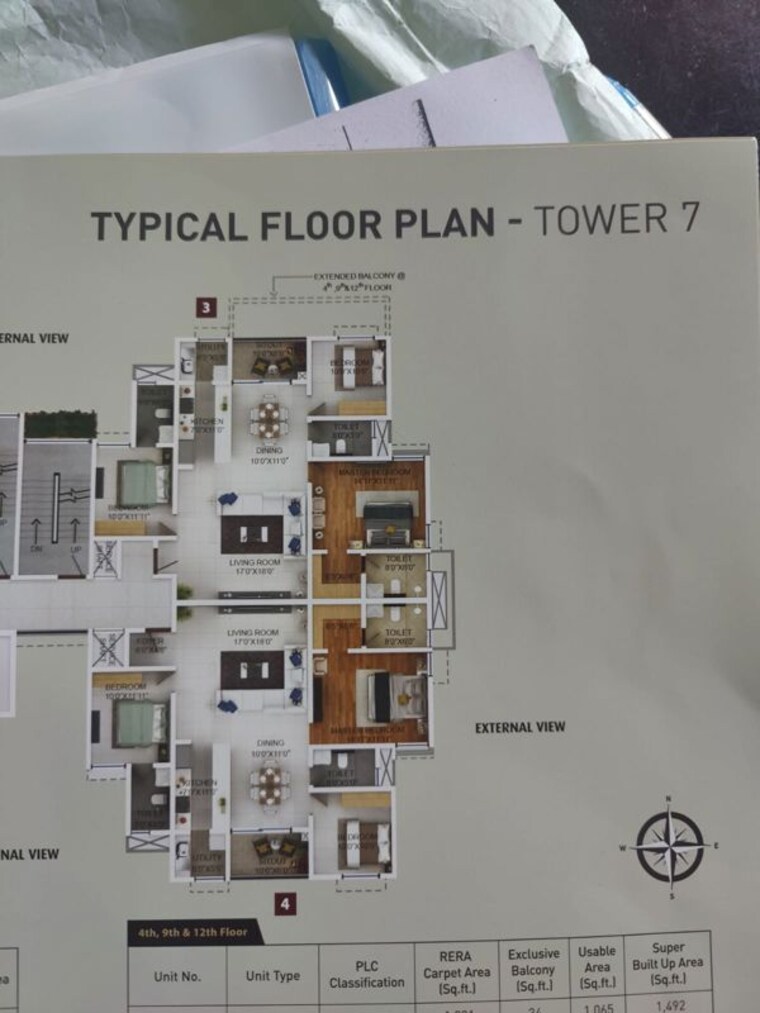 Floor Plan, puravankara-purva-zenium 3 Bedroom 1720 Sq.Ft. Apartment In Hosahalli Bangalore 10326907
