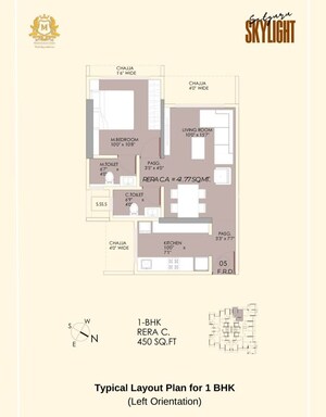 Floor Plan in 1 BHK Apartment at Mithbavkar Satguru Skylight, Dadar West – for Sale