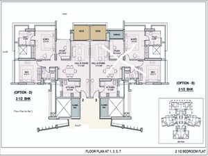 Floor Plan in 2.5 BHK Apartment at The Wadhwa Palm Beach Residency, Nerul Sector 4 – for Sale