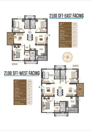 Floor Plan in 3 BHK Apartment at Rajapushpa Sierra, Tellapur – for Sale