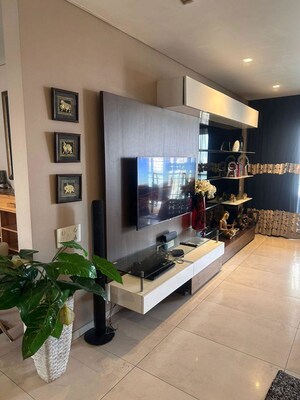 Living Room in 3.5 BHK Apartment at Panchshil One North, Magarpatta City – for Rent