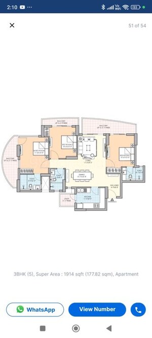 Floor Plan in 3 BHK Apartment at M3M Ikonic, Sector 68 – for Rent
