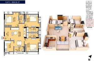 Floor Plan in 3 BHK Apartment at Tollygunge – for Sale