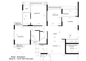 Floor Plan in 3 BHK Apartment at Arvind Bel Air, Yelahanka – for Sale