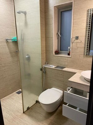Bathroom in 3 BHK Apartment at Oberoi Realty Exquisite, Goregaon East – for Rent