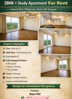 2.5 BHK + Servant Room Apartment For Rent in Central Park Bellavista Towers