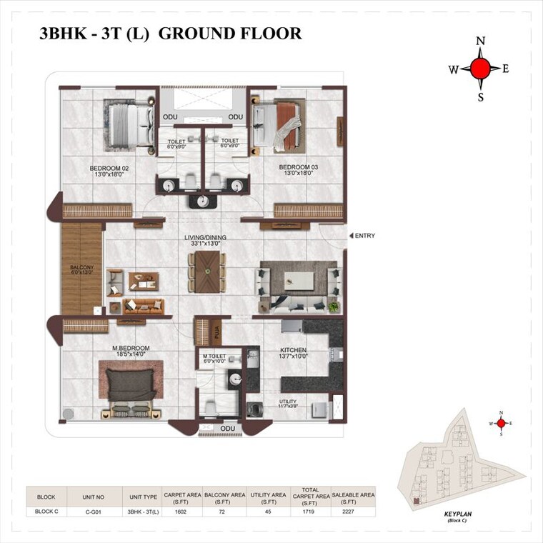 Floor Plan, casagrand-mandarin 3 Bedroom 2016 Sq.Ft. Apartment In Ameenpur Hyderabad 10330990