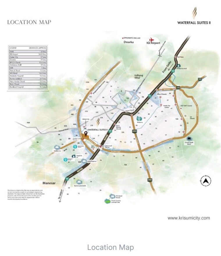 Map Location, krisumi-waterfall-suites 1 Bedroom 1172 Sq.Ft. Apartment In Sector 36a Gurgaon 10331354