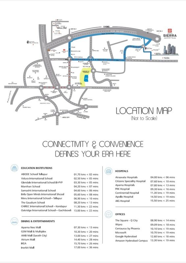 Map Location, rajapushpa-sierra 3 Bedroom 2350 Sq.Ft. Apartment In Tellapur Hyderabad 10328830