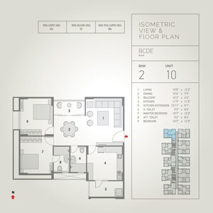 Floor Plan in 2 BHK Apartment at Pacifica Hillcrest Phase 2, Gachibowli – for Sale