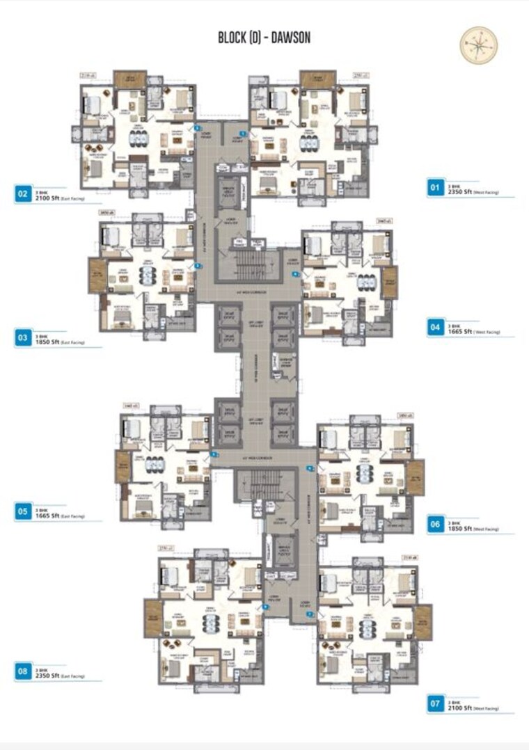 Floor Plan, rajapushpa-sierra 3 Bedroom 2350 Sq.Ft. Apartment In Tellapur Hyderabad 10328820