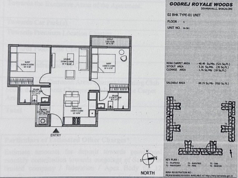 Floor Plan, godrej-royale-woods 2 Bedroom 950 Sq.Ft. Apartment In Devanahalli Bangalore 10332365