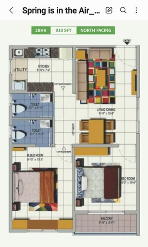 Floor Plan in 2 BHK Apartment at Urbanrise Spring Is In The Air, Ameenpur – for Sale