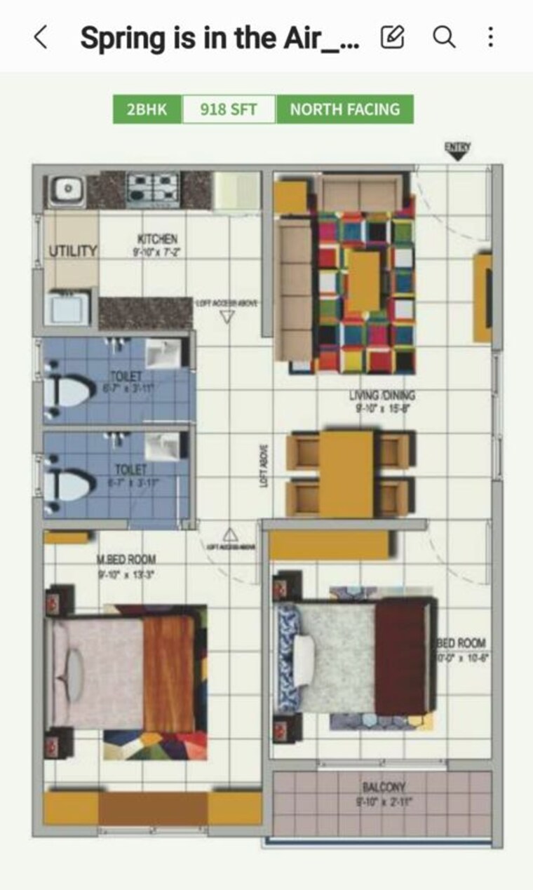 Floor Plan, urbanrise-spring-is-in-the-air 2 Bedroom 918 Sq.Ft. Apartment In Ameenpur Hyderabad 10332985