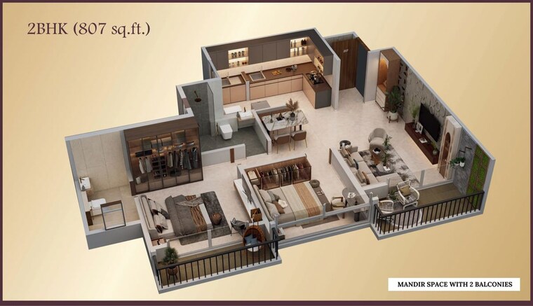 Floor Plan, legacy-milestone 2 Bedroom 807 Sq.Ft. Apartment In Punawale Pune 10333148