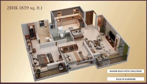 Floor Plan in 2 BHK Apartment at Legacy Milestone, Punawale – for Sale