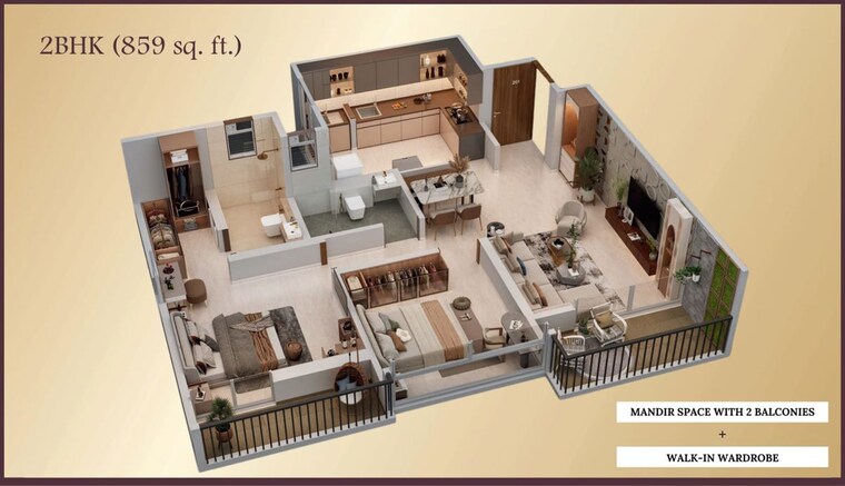 Floor Plan, legacy-milestone 2 Bedroom 859 Sq.Ft. Apartment In Punawale Pune 10333157