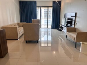 Living Room in 3.5 BHK Apartment at Panchshil One North, Magarpatta City – for Rent