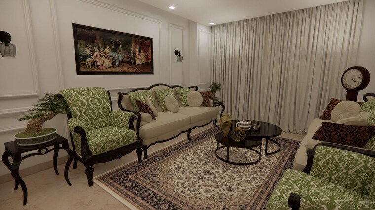 Living Room, t-and-t-eutopia-phase-1 3 Bedroom 1550 Sq.Ft. Apartment In Siddharth Vihar Ghaziabad 10333896
