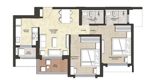 Floor Plan in 2 BHK Apartment at Lodha Amara Tower 24 And 25, Kolshet Road – for Sale