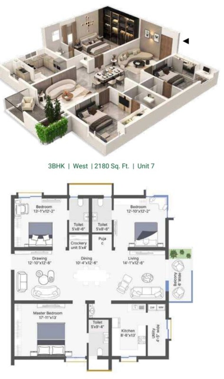Floor Plan, csr-ashvattha 3 Bedroom 2045 Sq.Ft. Apartment In Uppal Hyderabad 10335342