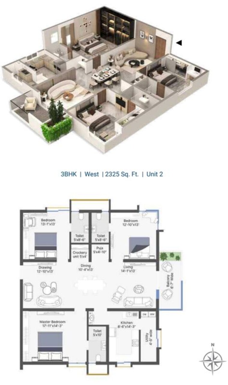 Floor Plan, csr-ashvattha 3 Bedroom 2485 Sq.Ft. Apartment In Uppal Hyderabad 10335377