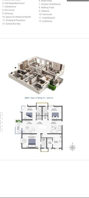 Floor Plan in 3 BHK Apartment at CSR Ashvattha, Uppal – for Sale