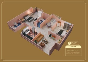 Floor Plan in 2 BHK Apartment at Borbari – for Sale
