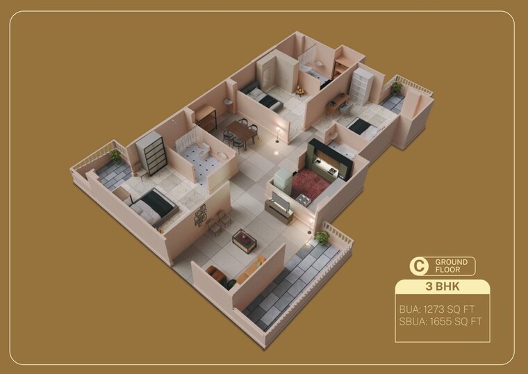 Floor Plan, borbari 2 Bedroom 1067 Sq.Ft. Apartment In Borbari Guwahati 10336155
