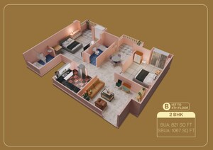 Floor Plan in 2 BHK Apartment at Borbari – for Sale