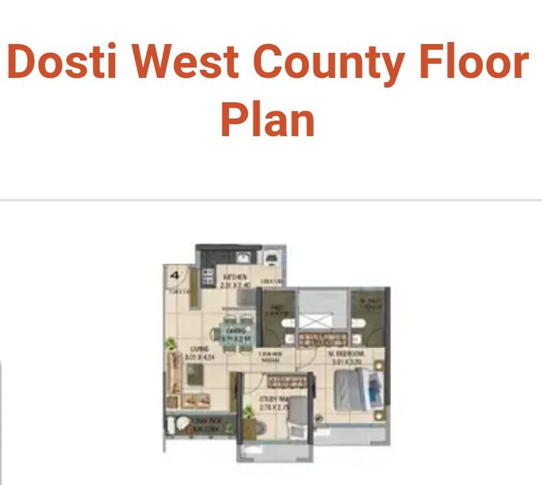 Floor Plan, dosti-west-county 2 Bedroom 563 Sq.Ft. Apartment In Balkum Pada Thane 10338239